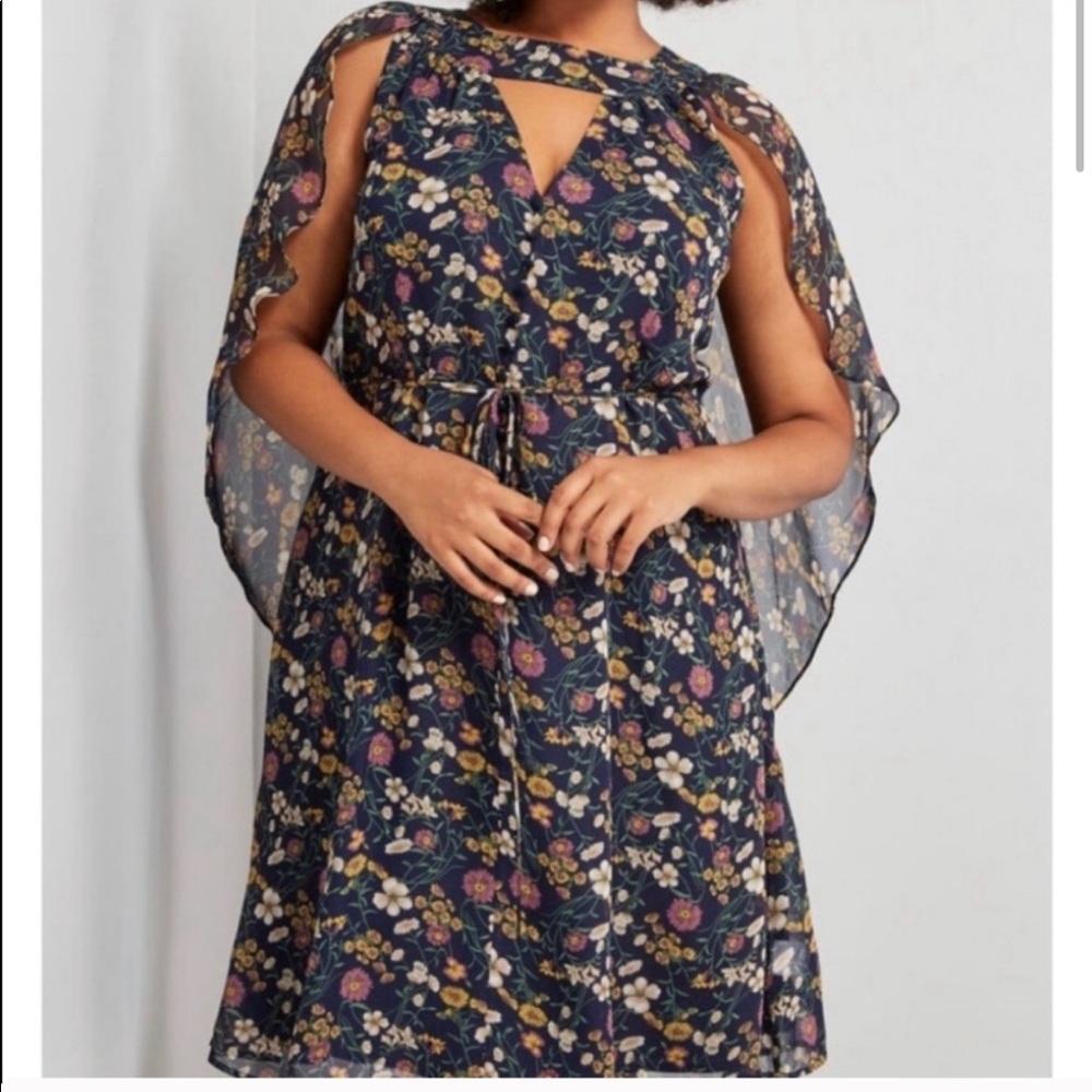 ModCloth- floral dress with Cape L